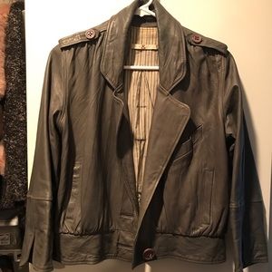 Grey used leather jacket